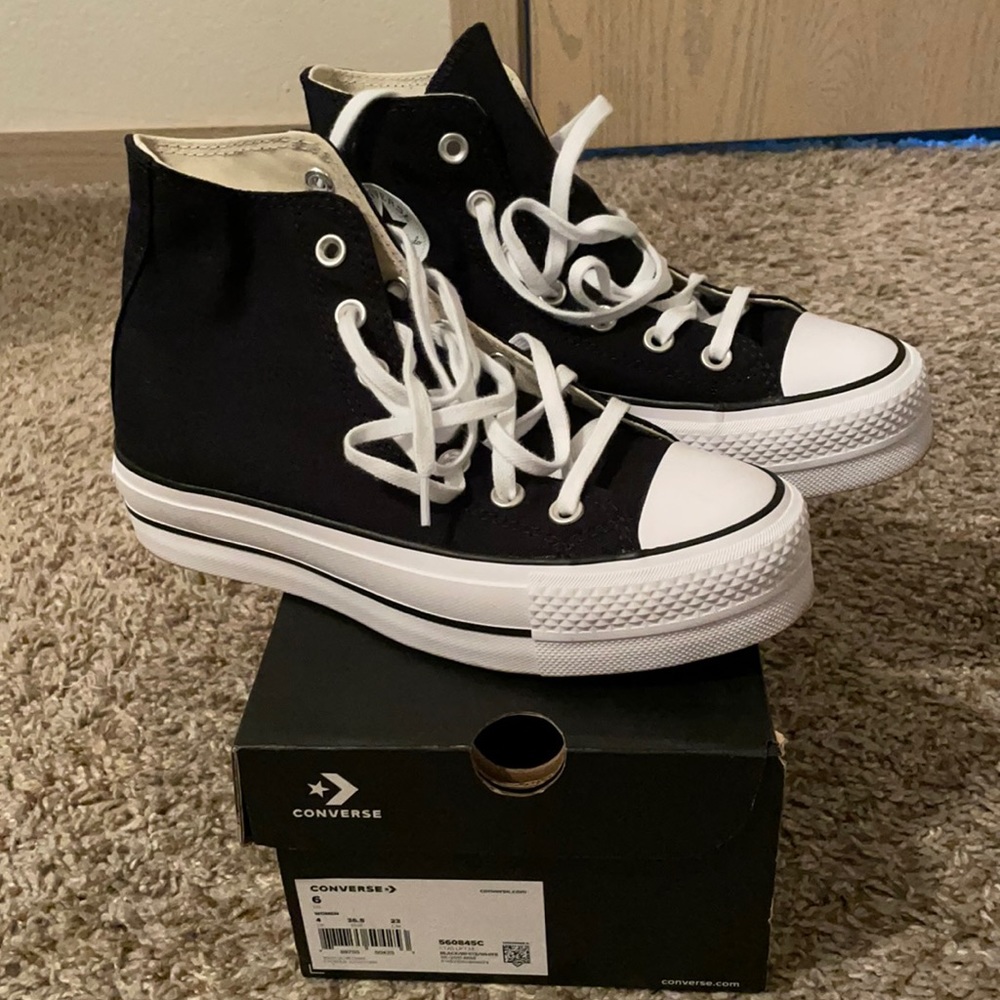 Converse Black Platform High Tops